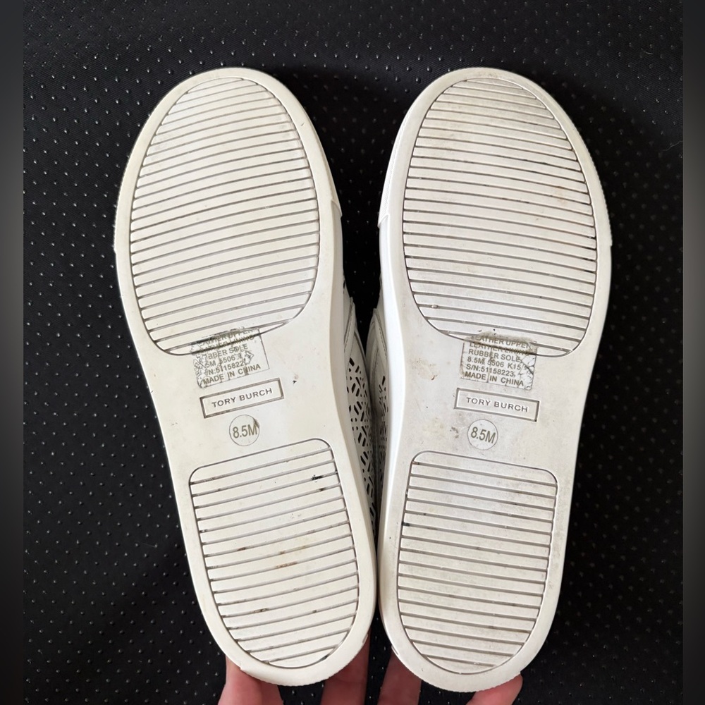 Tory Burch Lennon Laser Cut Slip-On White Sneakers - Picture 8 of 8
